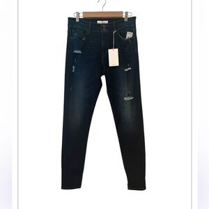 NWT Flying Monkey Dark Wash  Black Label Distressed Blue Jeans Size 30